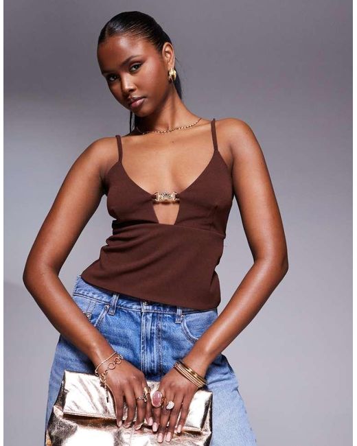 ASOS Blue Bust Cup Cami Top With Trim
