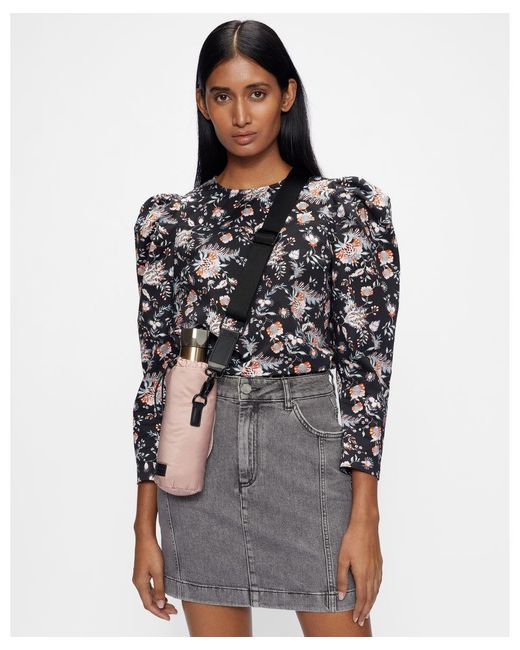 Ted Baker Gray Aimil Puff Shoulder Top With Yoke