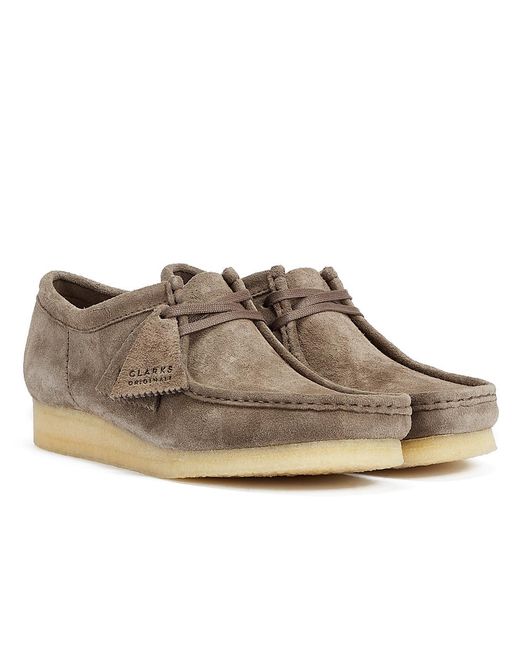 Clarks Gray Wallabee Suede Dark Lace-Up Shoes for men
