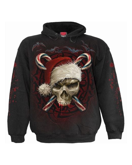 Spiral Black Adult Candy Cane Santa Hoodie