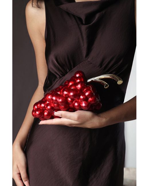 Where's That From Red 'Jazz' Grape Resin Clutch With-Tone Accents