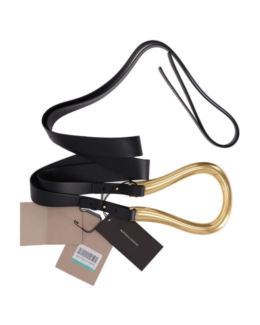 Bottega Veneta Black Horseshoe Buckle Double Strap Belt