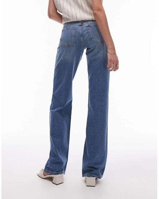 TOPSHOP Blue Ember Low Rise Straight Leg Jean