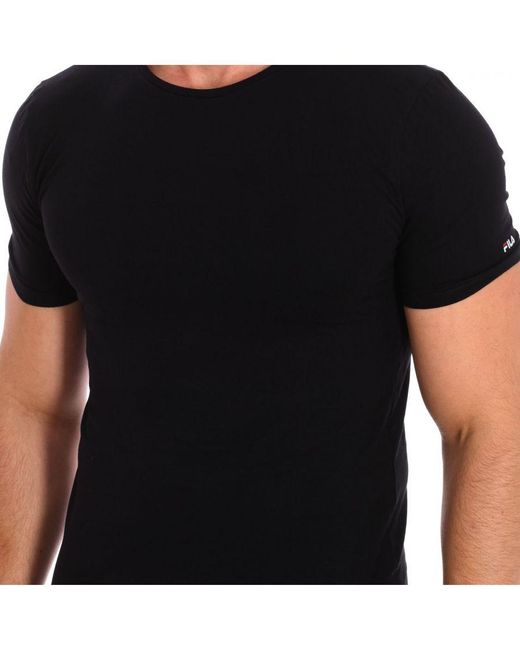 Fila Black Short-Sleeved Round Neck T-Shirt Fu5231 for men