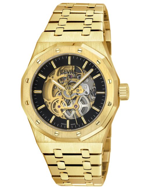 Gevril Metallic 49420B Gotham Swiss Made Automatic, Po24 Skeleton Watch