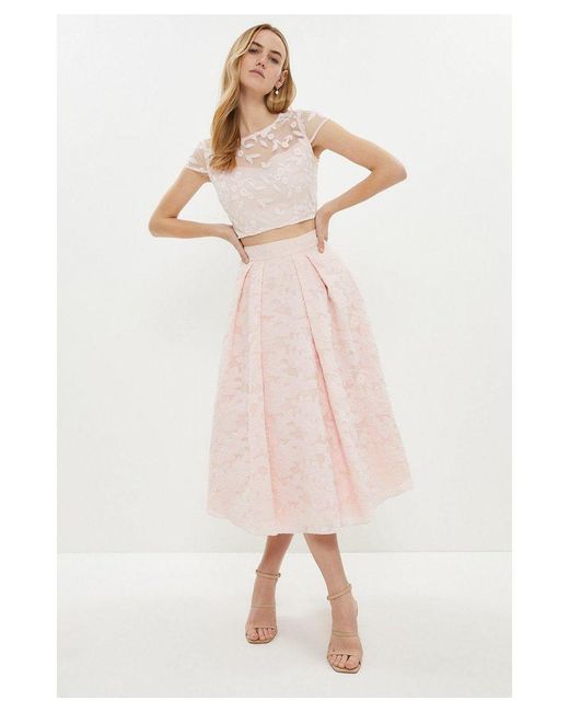 Coast Pink Jacquard Midi Skirt