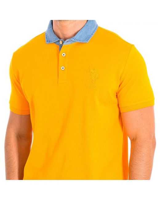 U.S. POLO ASSN. Yellow Desm Short Sleeve With Contrasting Lapel Collar 61460 for men
