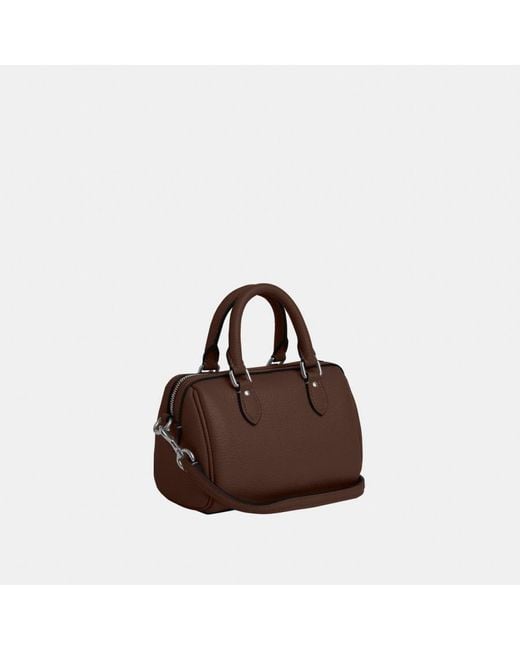 COACH Brown Refined Pebble Leather Mini Crossbody Bag