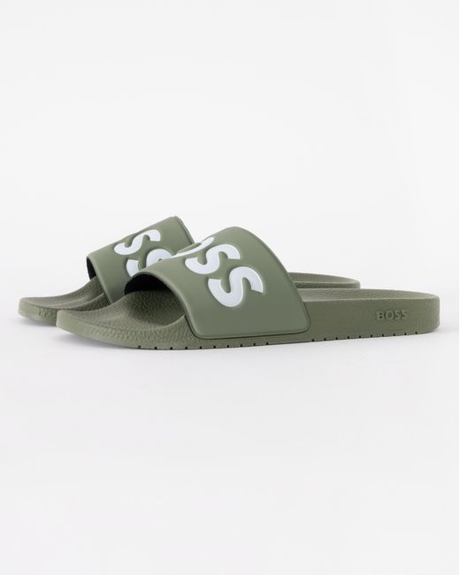 Boss Green Aryeh Italian-Made Slides With Large Logo Detail for men