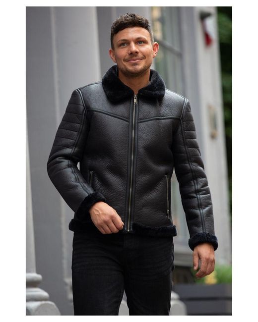 Brave Soul Black 'blackout' Faux Leather Aviator Jacket in Grey for Men |  Lyst UK