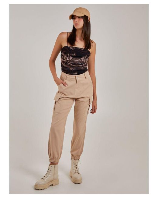 Pink Vanilla Brown Mesh Marble Ruched Cami Strap Bodysuit