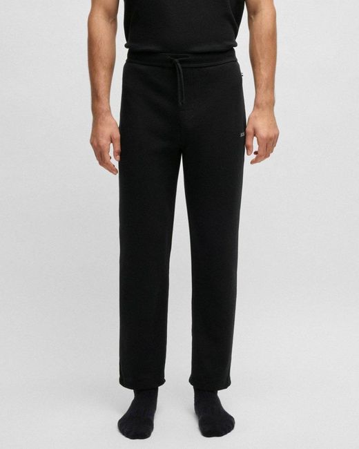 Boss Black Waffle Cotton-blend Pyjama Bottoms With Embroidered Logo for men