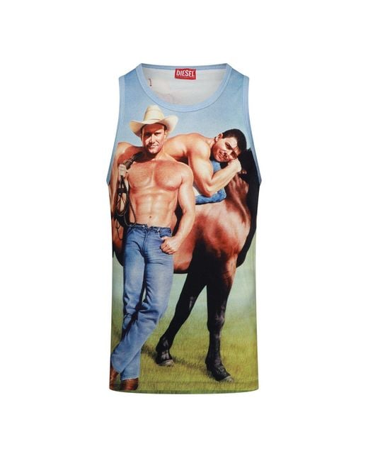 DIESEL Blue T Lifty Tank Top for men