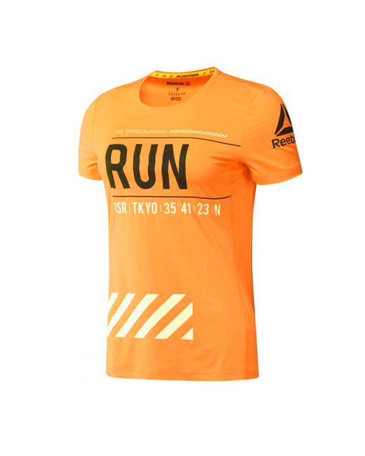 Reebok Orange Running Tee Neon Training Top Gym T-Shirt Bk1186