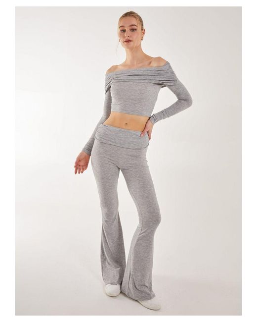 Pink Vanilla Gray Off The Shoulder Lounge Top
