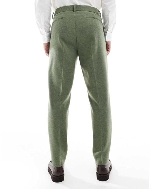 ASOS Green Tapered Suit Trousers With Wool for men