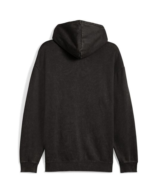 PUMA Black Elevated Relaxed Wash Overhead Hoodie for men