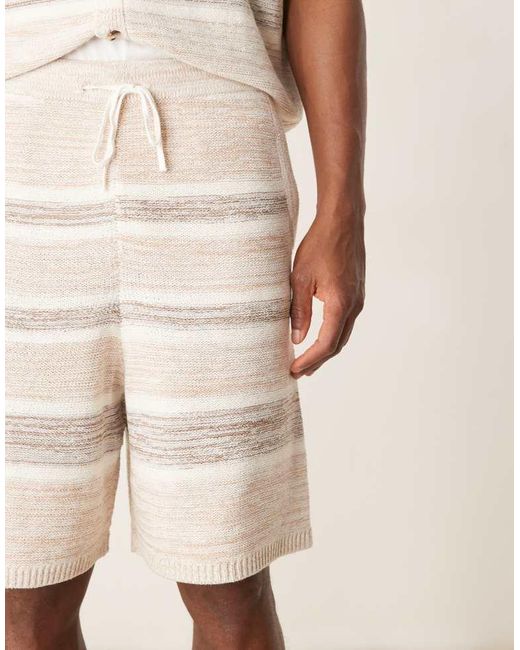 ASOS Natural Oversized Knitted Space Dye Shorts Co-Ord for men