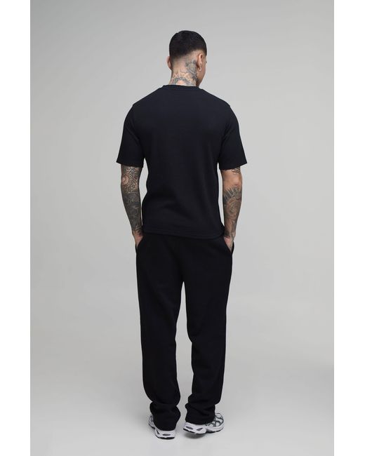 BoohooMAN Blue Tall Basic Regular Waffle T-Shirt for men
