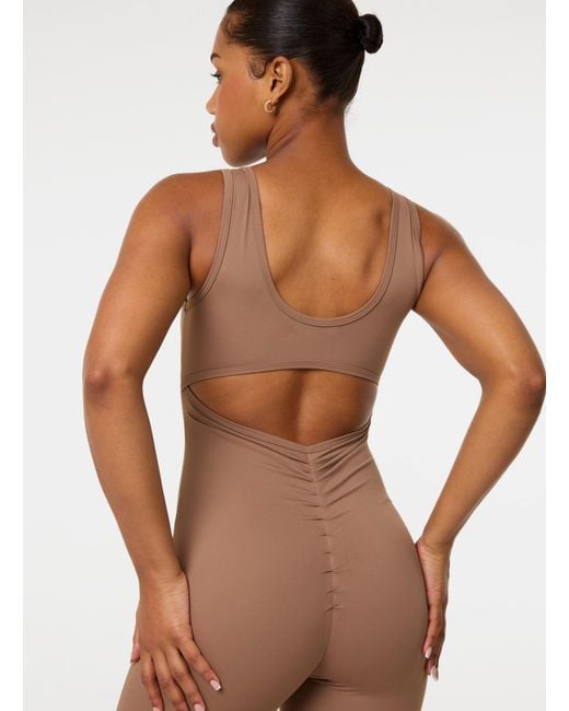 Pink Vanilla Natural Ruched Bum Openback Unitard