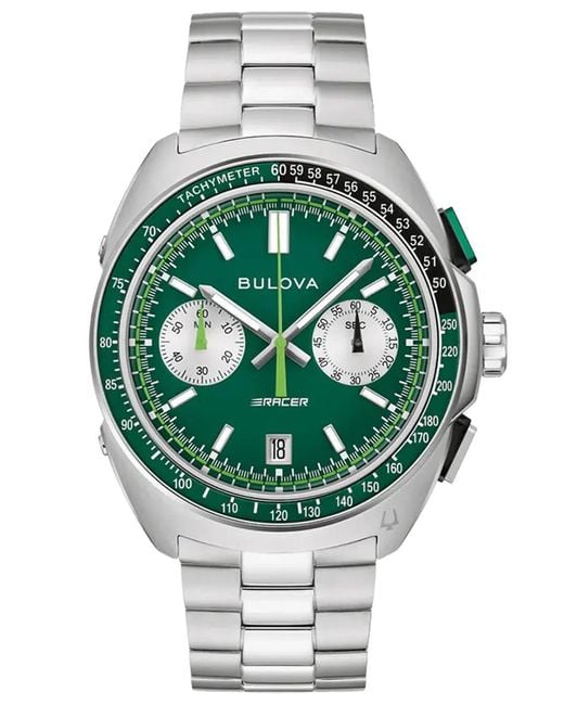 Bulova Green Racer Watch 98B468 Stainless Steel for men
