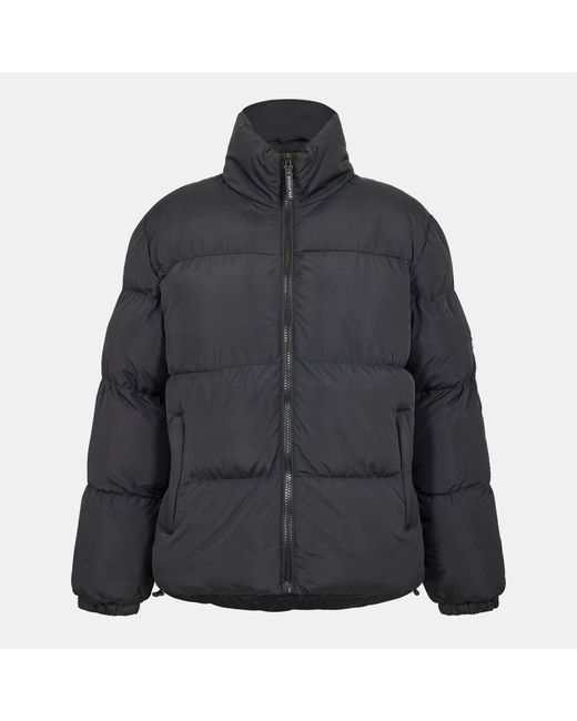 274 Studio Black Solid Patterned Zipped Pocket Puffer Jacket for men