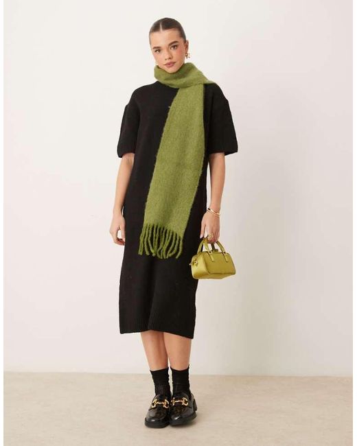 Gina Tricot Green Knitted Midaxi T-Shirt Dress