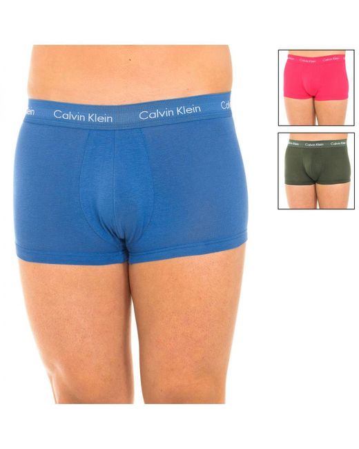 Calvin Klein Blue Pack-3 Boxers Breathable Fabric And Anatomical Front U2664G for men