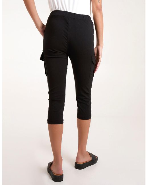 Blue Vanilla Black Seam Detail Crop Trousers With Cargo Pocket