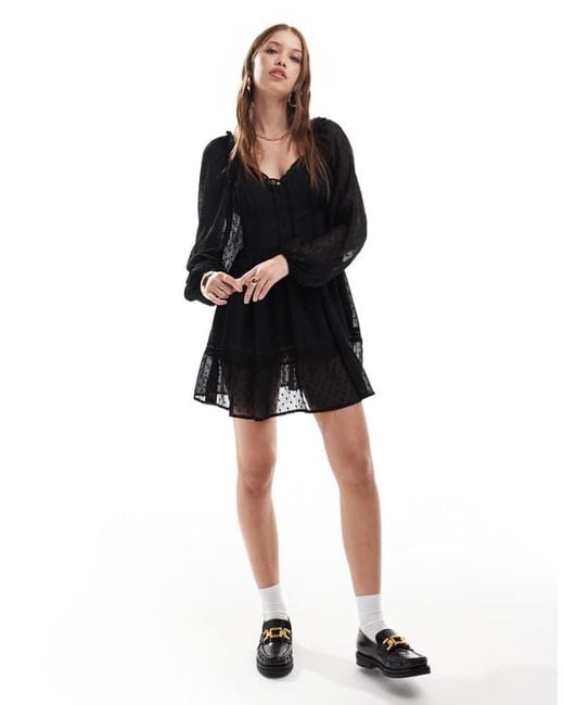 Miss Selfridge Black Chiffon Corset Detail Mini Dress