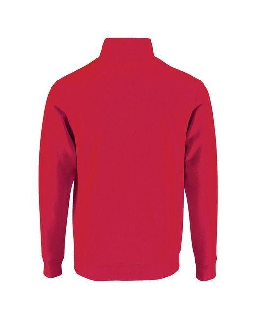 Sol's Red Stan Contrast Zip Neck Sweatshirt for men