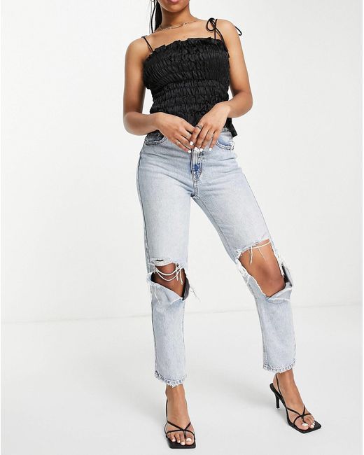 Lola May White Tie Shoulder Shirred Cami Top