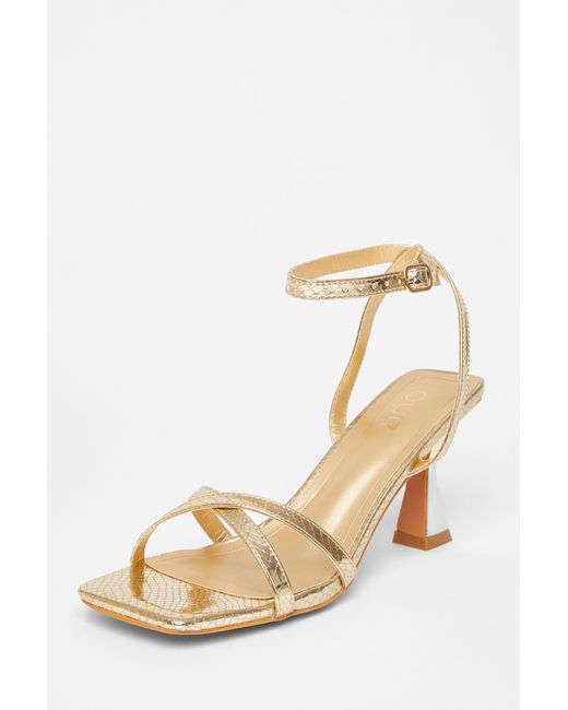 Quiz Natural Cross Strap Flared Heels
