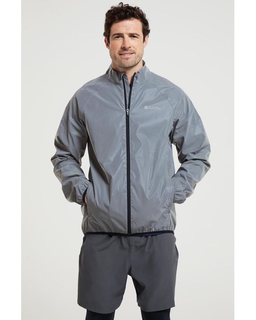 Mountain Warehouse Blue '360' Reflective Jacket Water Resistant Breathable Running Coat for men