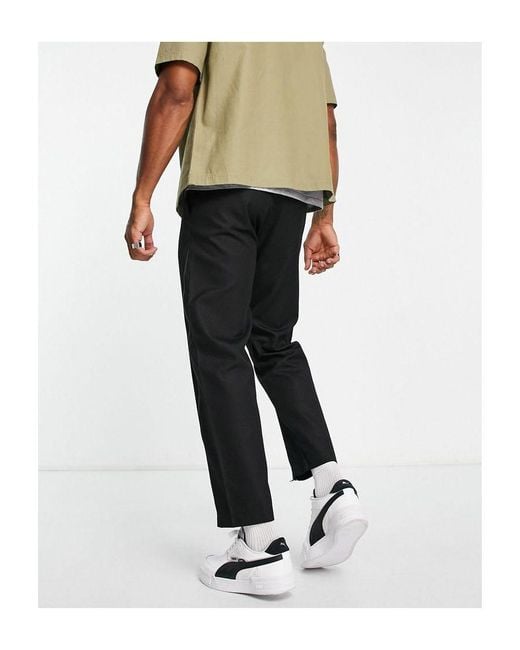TOPMAN Tapered Twisted Seam Trousers With Zip Detail in White for