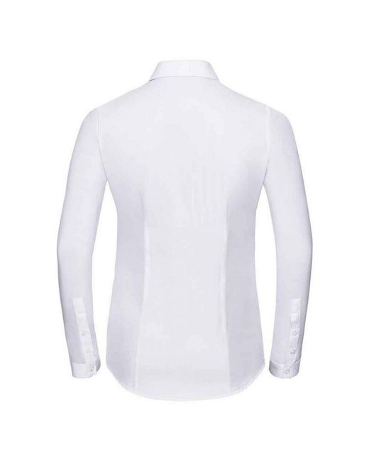 Russell White Collection /Ladies Herringbone Long-Sleeved Formal Shirt