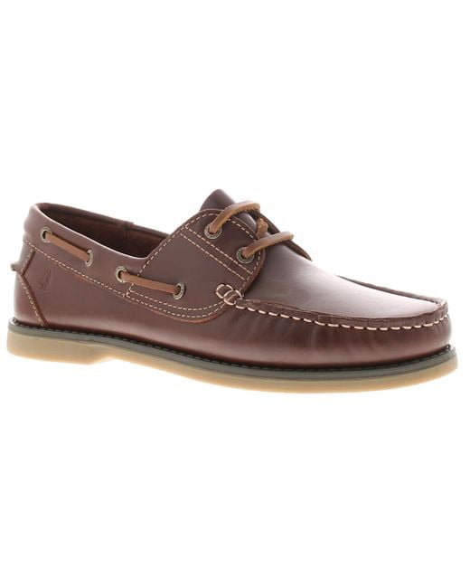 Hush Puppies Black Boat Shoes Wilson Shoe Leather Lace Up for men