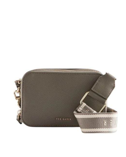 Ted Baker Gray Stunna Mini Webbing Crossbody Bag Leather