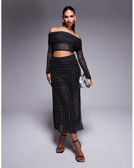 ASOS Blue Sheer Hotfix Maxi Skirt