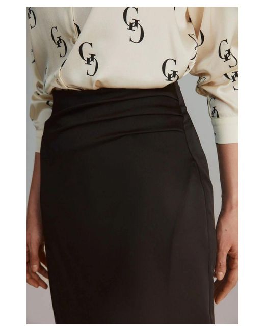 GUSTO Gray Midi Satin Skirt