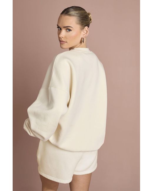 Boohoo Natural Wifey Embroidered Oversized Bridal Sweatshirt