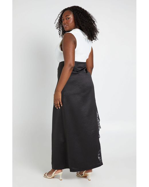 Boohoo Black Plus Peach Scallop Edge Midaxi Skirt