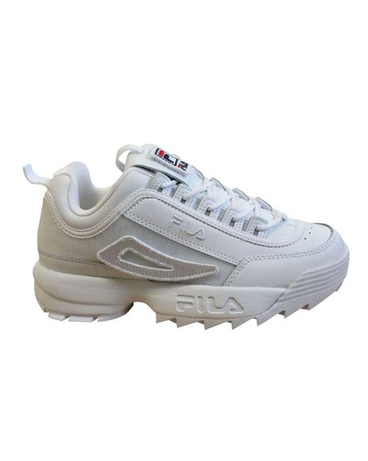 Fila Gray Disruptor Ii Patches White Trainers Leather