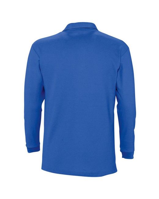 Sol's Blue Winter Ii Long Sleeve Pique Cotton Polo Shirt (Royal) for men