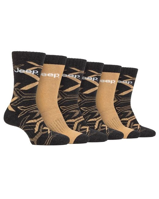 Jeep Black 6 Pairs Camo Cotton Boot Socks for men