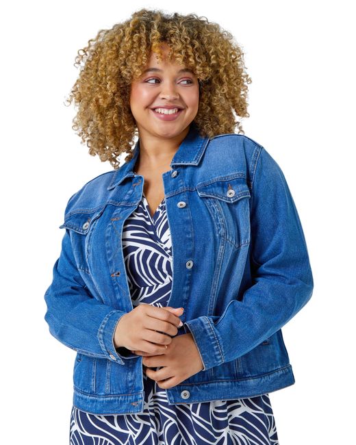 Roman Blue Curve Cotton Denim Jacket
