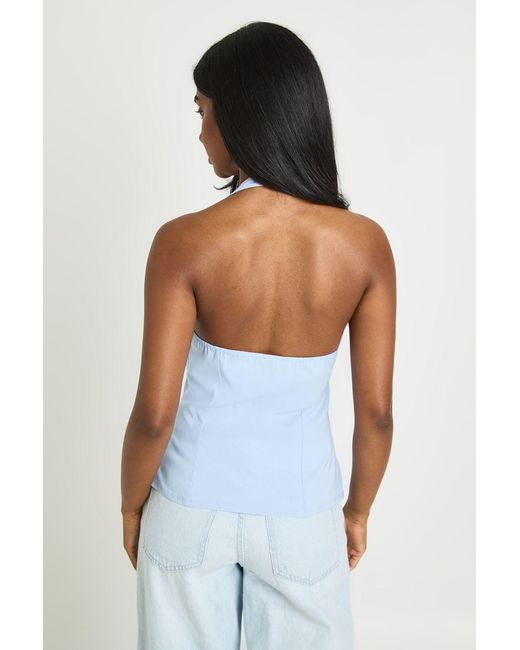 Boohoo White Mesh Halterneck Bengaline Top