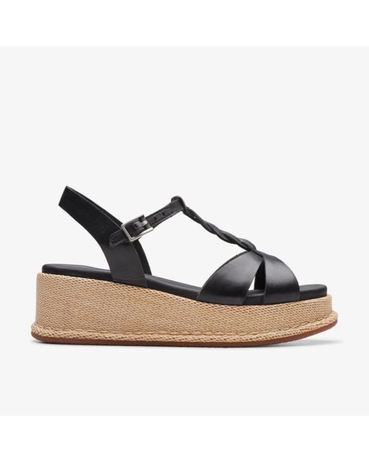 Clarks Blue Kimmei Twist Wedge Heeled Sandals