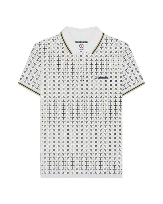Lambretta Blue Ss25 Geometric Polo Shirt /Cashew) Cotton for men