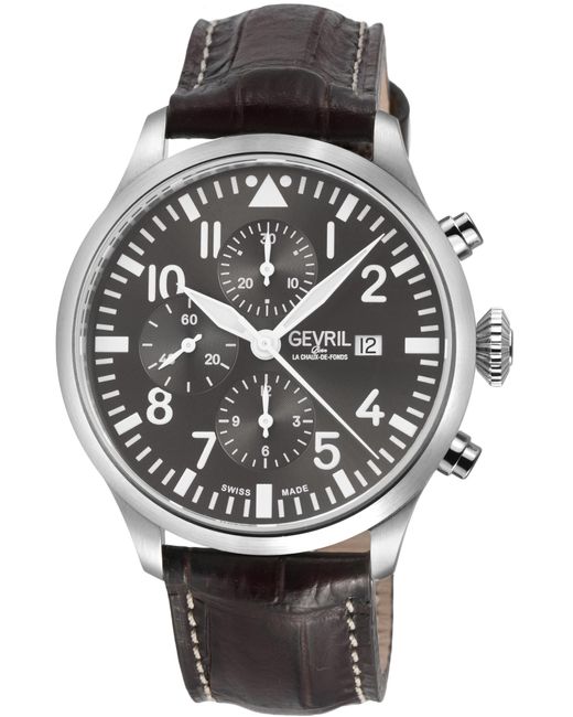 Gevril Gray Vaughn Chronograph Leather Swiss Automatic Eta 7750 Watch for men